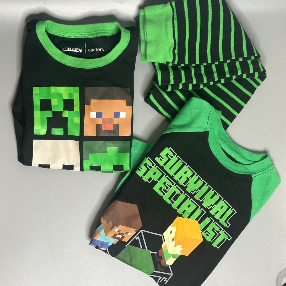 Minecraft pjs and long sleeved shirt-size 8 kids